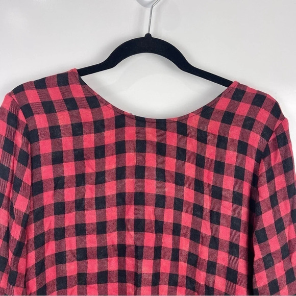 Cloth & Stone Buffalo Plaid Long Bell Sleeve Shift Dress Size Medium - Picture 5 of 10
